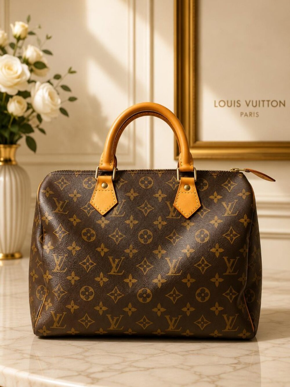Authentic Louis Vuitton Speedy 30 Monogram Satchel Handbag